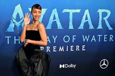 Actress Zoe Saldana arrives for the Hollywood premiere of 'Avatar: The Way of Water' on December 12, 2022