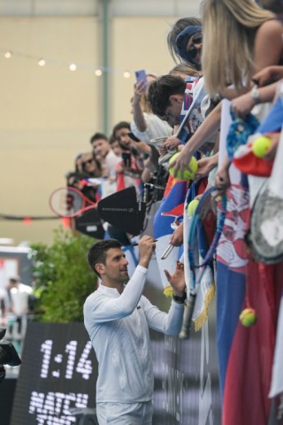 Serbian fans supporting Novak Djokovic in Adelaie 