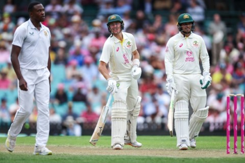 Marnus Labuschagne (L) and Usman Khawaja both scored fifties to put Australia in a commanding position in the third Test against South Africa