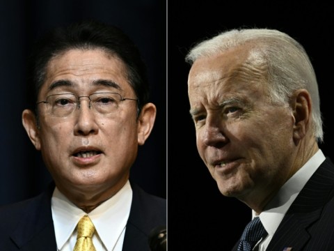 Japan's Prime Minister Fumio Kishida (L) and US President Joe Biden (R) will discuss security issues and bilateral ties when the Japanese leader visits the White House on January 13