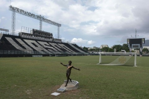 Statue of former Brazilian football star Roberto Dinamite at Vasco da Gama's stadium in Rio de Janeiro