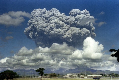 The violent 1991 eruption of Mount Pinatubo in the Philippines -- which spewed millions of tonnes of dust and debris -- lowered global temperatures for about a year.