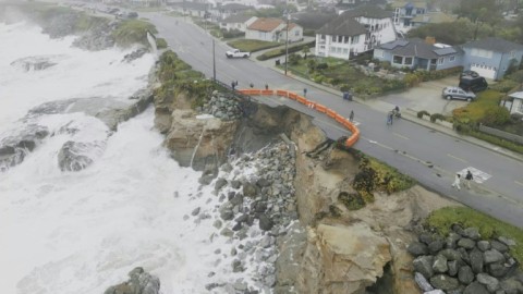 California coastal town battered by storms and flooding  