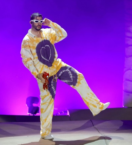 Bad Bunny performs onstage during his World's Hottest Tour at SoFi Stadium in September 2022 in Inglewood, California