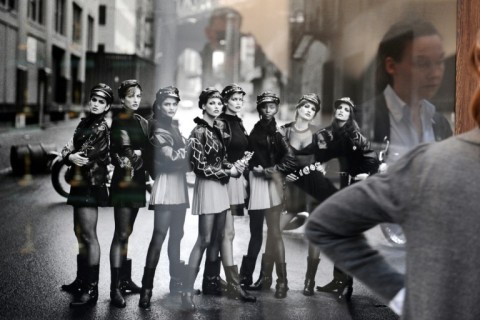 Lindbergh's photograph shows (from left) Cindy Crawford, Tatjana Patitz, Helena Christensen, Linda Evangelista, Claudia Schiffer, Naomi Campbell, Karen Mulder and Stephanie Seymour 