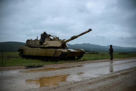 A US Army M1A2 Abrams tank is pictured during a military exercise in Bulgaria in 2021