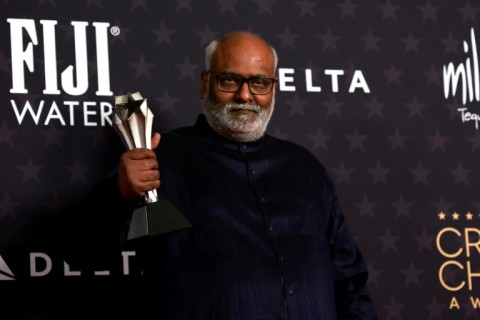 Indian film composer M. M. Keeravani, already a Critics Choice winner, is up for an Oscar for best original song "Naatu Naatu" from "RRR"