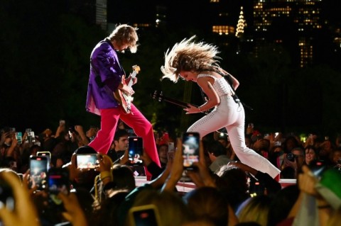 Italian band Maneskin, shown here performing during the Global Citizen Festival at Central Park in New York in September 2022, is among the Grammy contenders for Best New Artist 