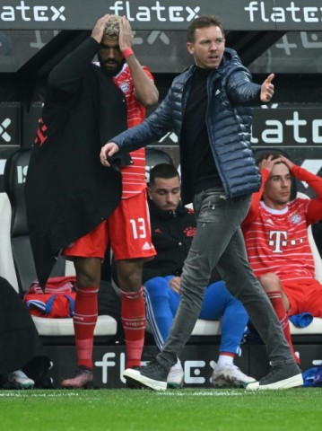Defeated: Bayern Munich coach Julian Nagelsmann and Eric Maxim Choupo-Moting 