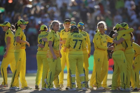Champions: Australia players celebrate after they won the final 