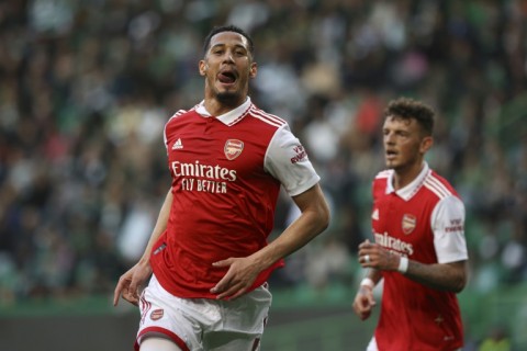 William Saliba opened the scoring in Arsenal's 2-2 draw at Sporting Lisbon