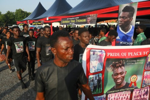 Former team mates were among those who came to pay tribute to Atsu
