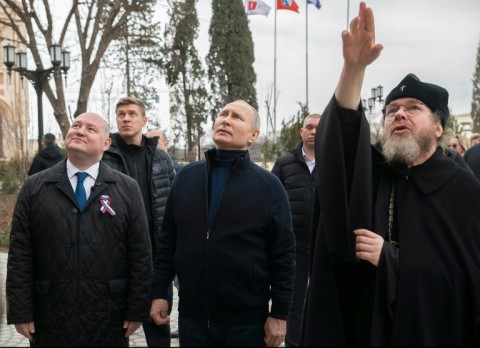 Putin's surprise visit to Crimea was his first to the peninsula since he sent troops to Ukraine