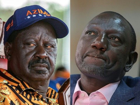 Kenyan opposition leader Raila Odinga (left) says President William Ruto's August election victory was fraudulent 