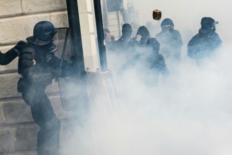 Police used tear gas when some demonstrators threw projectiles
