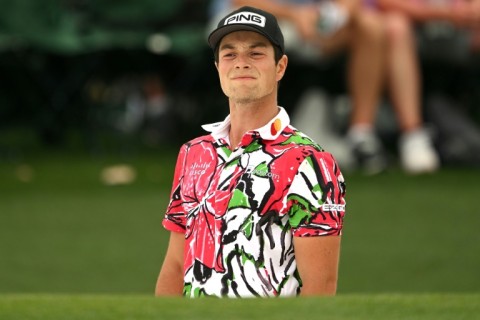 Norway's Viktor Hovland, sporting a loud shirt and a game to match, fired a seven-under par 65 to share the lead after the opening round of the 87th Masters
