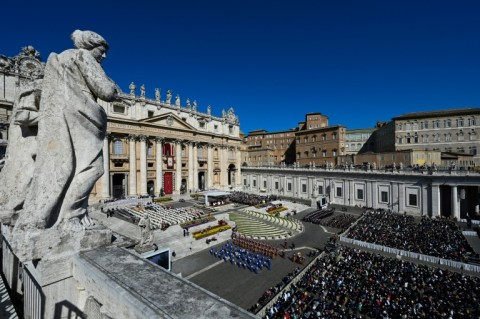 The pope addressed a crowd of tens of thousands gathered in Saint Peter's Square