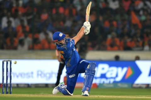 Cameron Green on his way to a maiden half century in the IPL