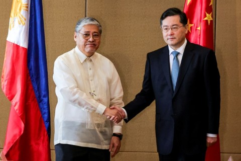 Philippine Foreign Secretary Enrique Manalo meets China's Foreign Minister Qin Gang for talks in Manila that included Taiwan and disputes in the South China Sea