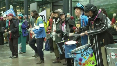 Extinction Rebellion protests outside UK government building