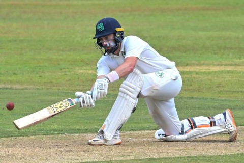 Ireland's Andrew Balbirnie plays a shot during the first day of the second Test against Sri Lanka in Galle