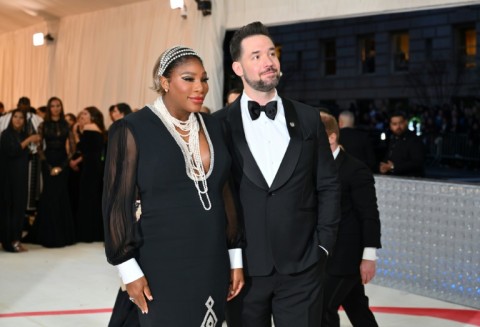 US tennis player Serena Williams and her husband Alexis Ohanian arrive at the Met Gala, where they confirmed she is expecting another child