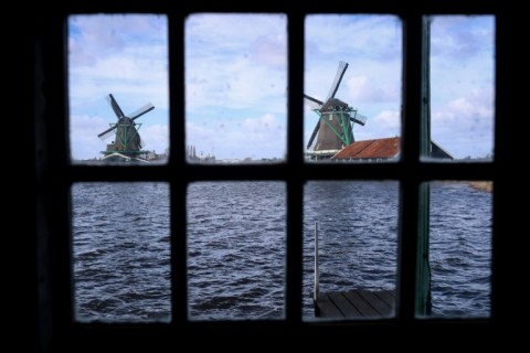 The famous mill stands in picturesque Zaanse Schans north of Amsterdam