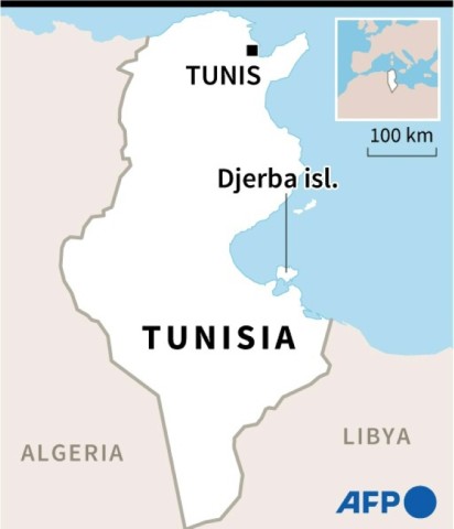 Tunisian police cordon off the area around the Ghriba synagogue on the island of Djerba after a deadly gun attack mars the annual pilgrimage to Africa's oldest synagogue