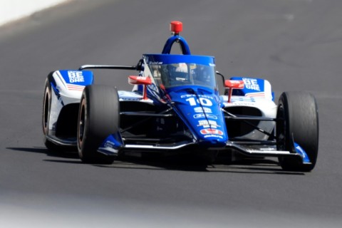 Indianapolis 500 pole-sitter Alex Palou of Spain drives the #10 Chip Ganassi Racing Honda during Carb Day practice at Indianapolis Motor Speedway