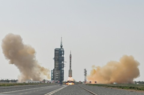 Long March-2F rocket, carrying the Shenzhou-16 Manned Space Flight Mission, lifts off from the Jiuquan Satellite Launch Centre in China's northwestern Gansu province, on May 30 2023, heading to the Tiangong space station.