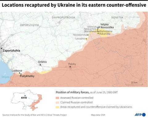 Locations recaptured by Ukraine in its eastern counter-offensive