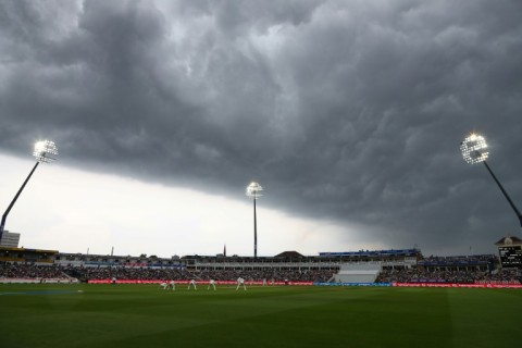 Helpful conditons - Australia bowl under heavy cloud cover in the first Ashes Test at Edgbaston