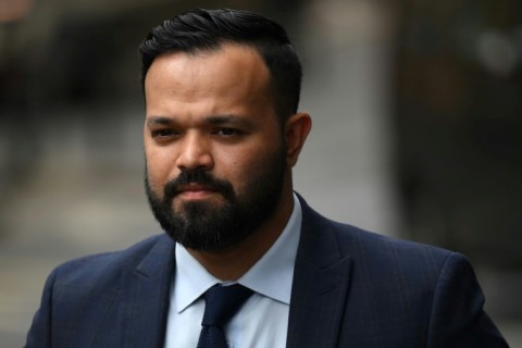 Former cricketer Azeem Rafiq arrives at a Cricket Discipline Commission hearing in London relating to his allegations of racism at Yorkshire 