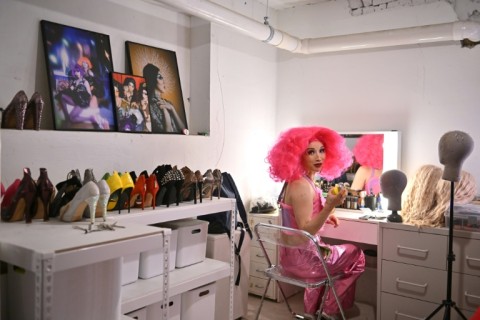 Drag queen Serena says online presence is increasingly important to show young people that 'people like me -- trans women doing drag -- exist'