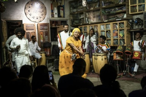 The Ethiocolor dance group performs at Fendika cabaret in Addis Ababa