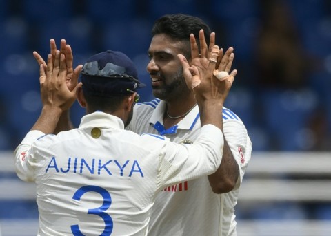 Let's celebrate: Ravichandran Ashwin celebrates the dismissal of Kraigg Brathwaite 