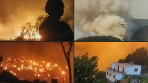 UGC images show flames and smoke in Algeria during unprecedented heatwave