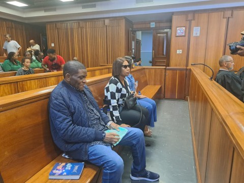 Timothy Omotoso and his co-accused in the Gqeberha High Court. eNCA/Ronald Masinda