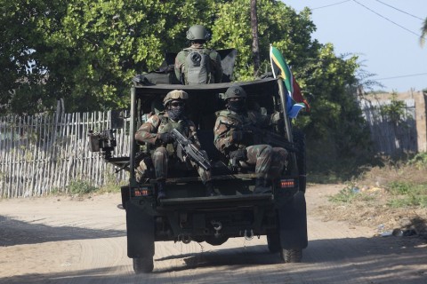 File: A military convoy of South Africa National Defence Forces (SANDF) soldiers. AFP/Alfredo Zuniga