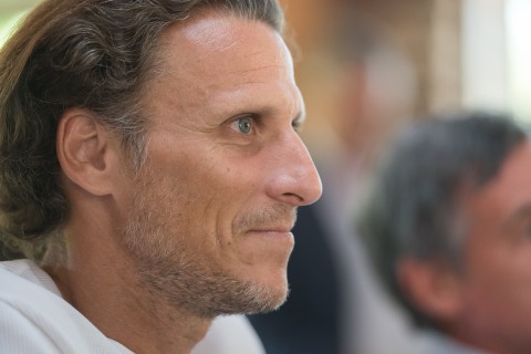 Former footballer and professional tennis player Diego Forlan attends a press conference of the Uruguay Open ATP Challenger Tour at the Carrasco Lawn Tennis Club in Montevideo on November 5, 2024.Former footballer and professional tennis player Diego Forlan attends a press conference of the Uruguay Open ATP Challenger Tour at the Carrasco Lawn Tennis Club in Montevideo on November 5, 2024.