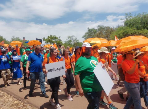 Civil society groups Solidarity and AfriForum marching against the BELA Act. eNCA/Hloni Mtimkulu