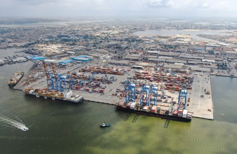 a wharf of the expansion project of the Abidjan Port. Xinhua via AFP/Han Xu