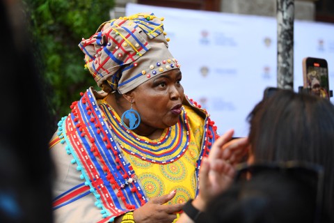 Minister of Water and Sanitation Pemmy Majodina at SONA 2025. AFP/Rodger Bosch