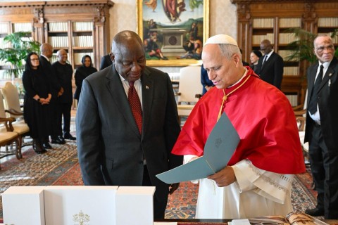 President Cyril Ramaphosa meets with Pope Leo XIV. The Vatican Media