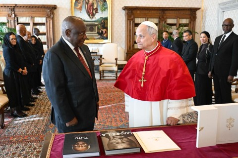 President Cyril Ramaphosa meets with Pope Leo XIV. The Vatican Media