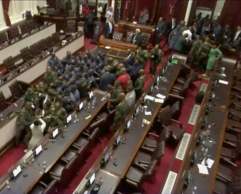 MPLs scuffle with police as motion of no confidence fails against KZN premier