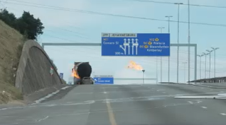 Gas tanker on fire on N12