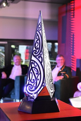  Gary Teichmann (former) Springbok captain and Sean Fitzpatrick (former) Springbok captain with the trophy during the Castle Double Malt Greatest Rivalry Tour trophy launch. Gallo Images