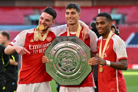 Arsenal have spent over £200 million on Declan Rice (left), Kai Havertz (centre) and Jurrien Timber (right)