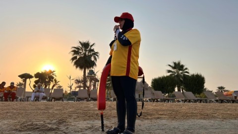 Saudi lifeguard Amani Al-Felfel at the Sunset Beach resort in the city of Khobar
